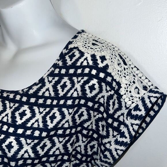 PAPERMOON STITCH FIX Navy Blue and White Geo Print Dress-S - Picture 3 of 9